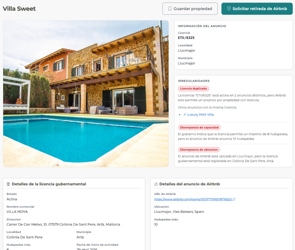 Listing detail preview